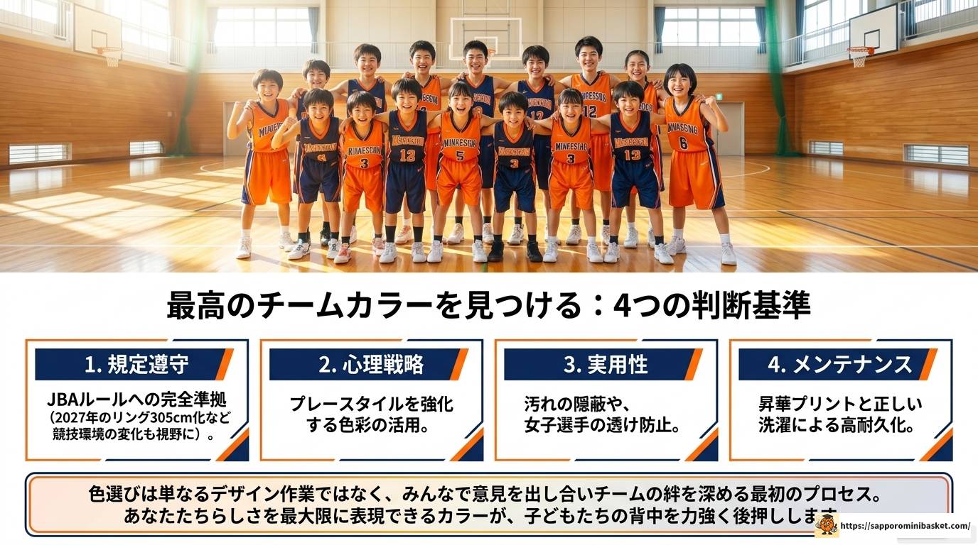 必見！ミニバスユニフォーム色の選び方と規定・人気トレンド